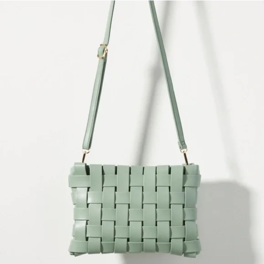 Anthropologie Lindy Woven Clutch, Mint Green